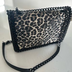 Aldo Chain Black Leopard Clutch Handbag